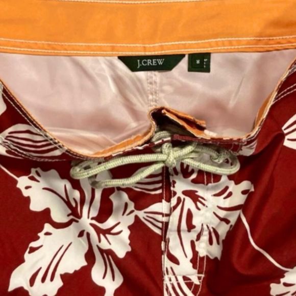 J.Crew Mens Red Lotus Flower Swim Trunks Boardshorts Sz 36 - Picture 4 of 6